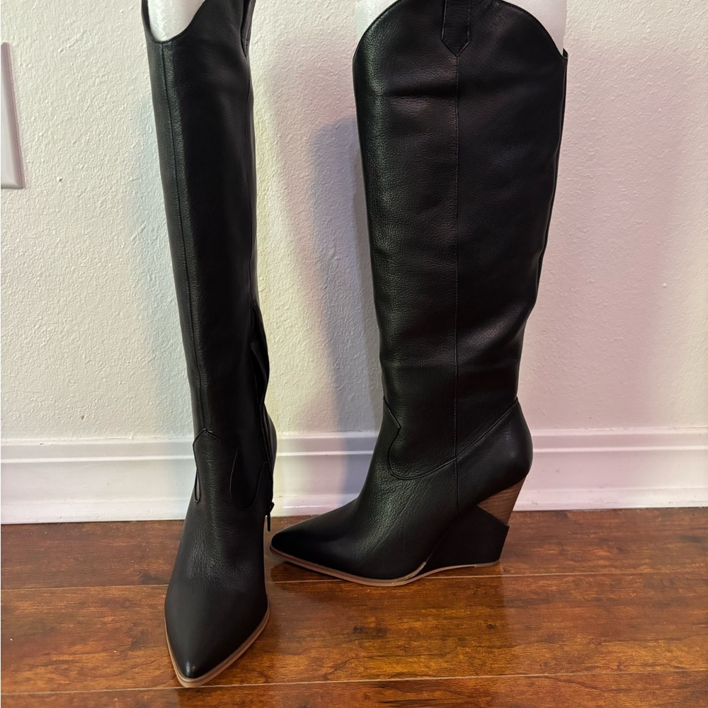 Jessica Simpson Black Over the Knee Wedge Boots